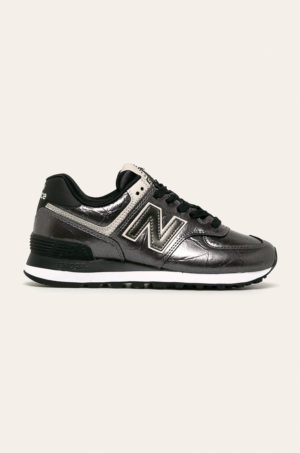 Pantofi negri originali sport New Balance WL574WNE din piele naturala si textil cu talpa din guma