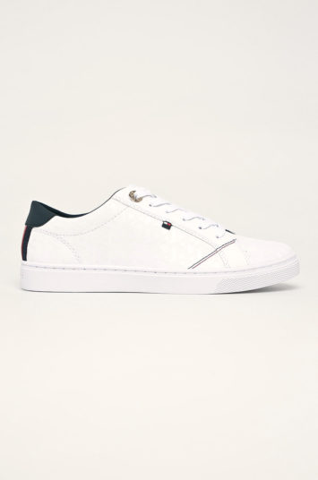 Pantofi sport albi Tommy Hilfiger din piele naturala cu talpa de guma