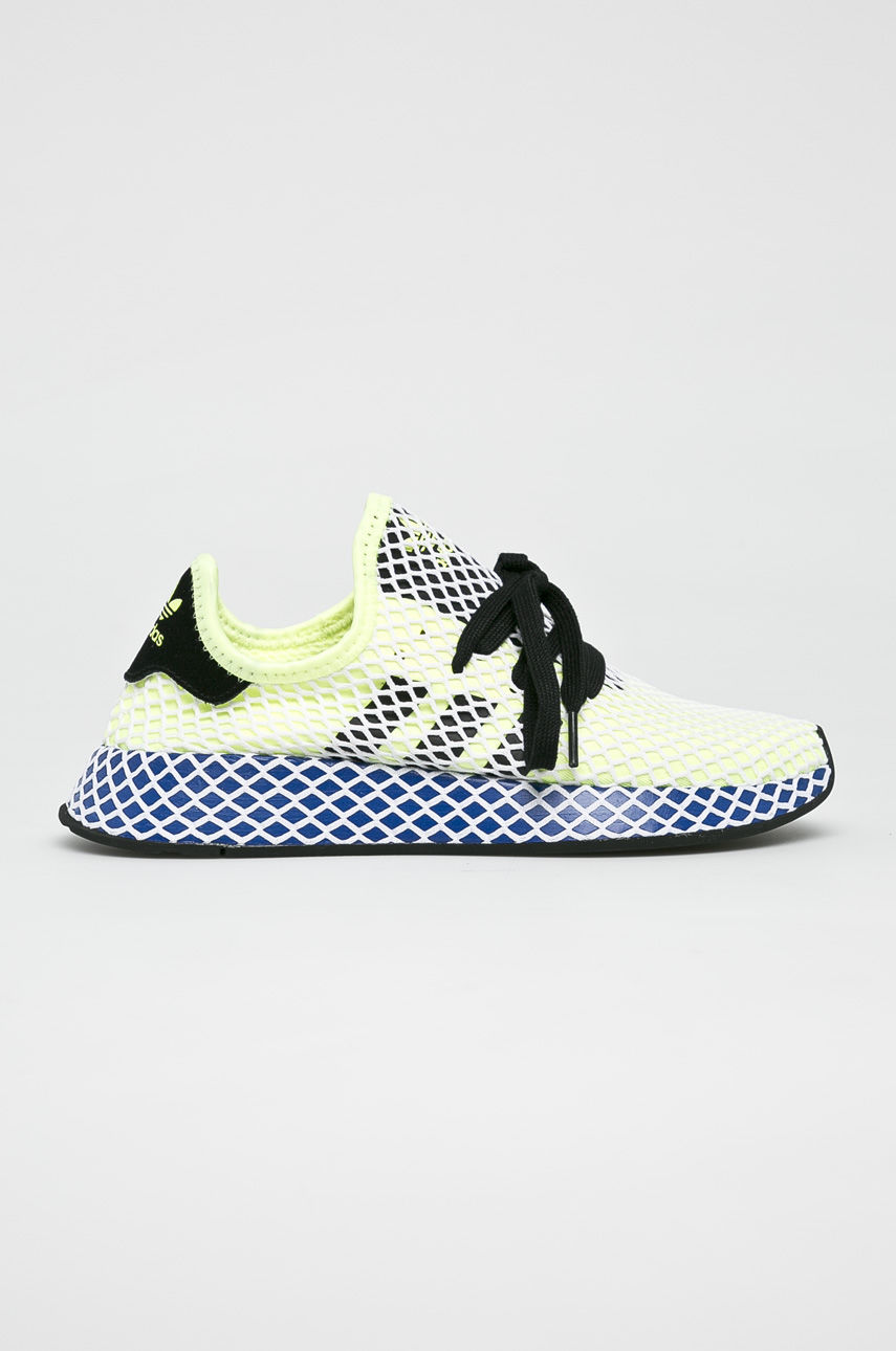 Pantofi sport adidas Originals galbeni de alergare model Deerupt Runner cu talpa moale