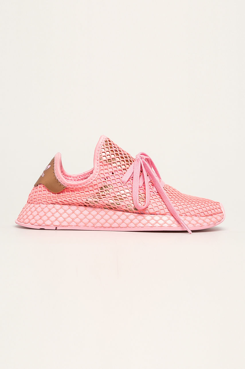 Pantofi sport adidas Originals roz deschis de alergare model Deerupt Runner cu talpa moale