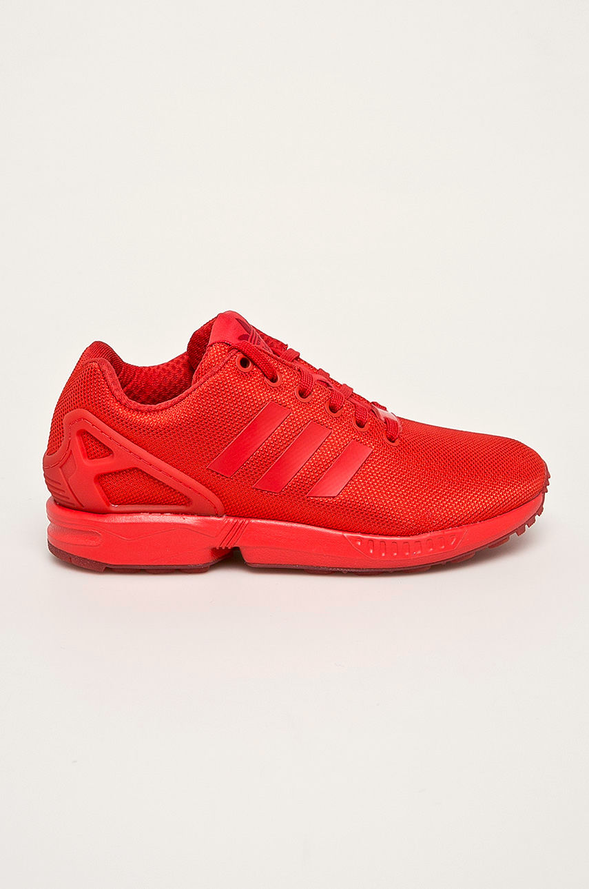 Pantofi dama sport adidas Originals rosii de alergare model ZX Flux cu sireturi
