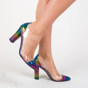 Pantofi de dama Armingo Mov eleganti din piele eco lacuita si silicon transparenti lateral