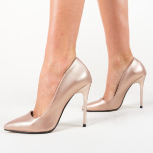 Pantofi de dama bronz auriu stiletto pentru tinute elegante Eoin cu toc de 10cm