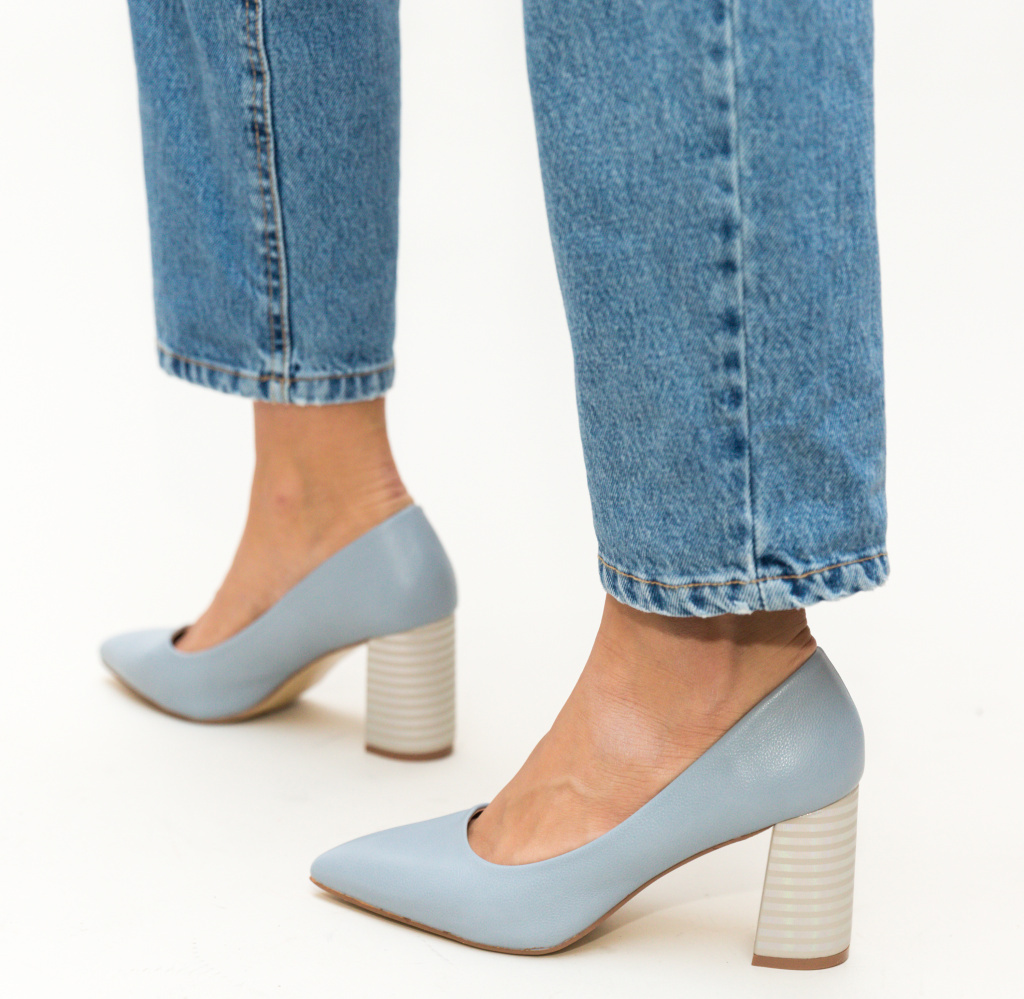 Pantofi albastri eleganti de ocazie office cu toc de 7.5cm Jaylen