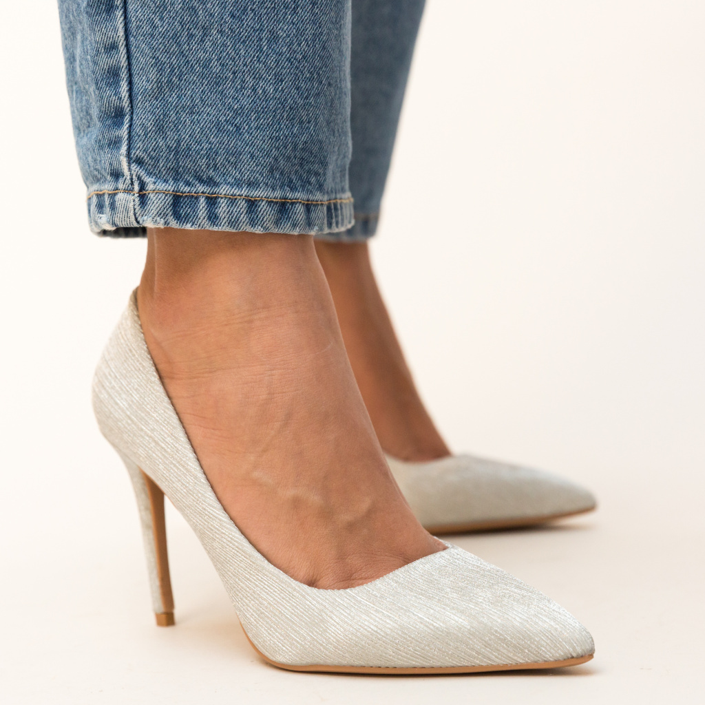 Pantofi Rotiform Argintii ieftini online pentru dama