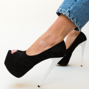 Pantofi eleganti inalti de dama Sabija Negri 2 cu toc subtire de 17cm si platforma stabila