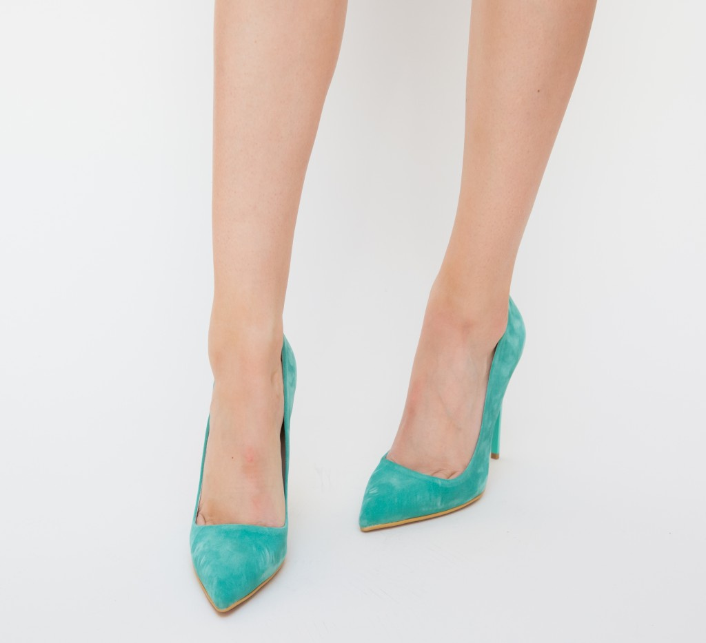 Pantofi eleganti de seara Simley Verde cu varf ascutit si toc inalt de 10.5cm