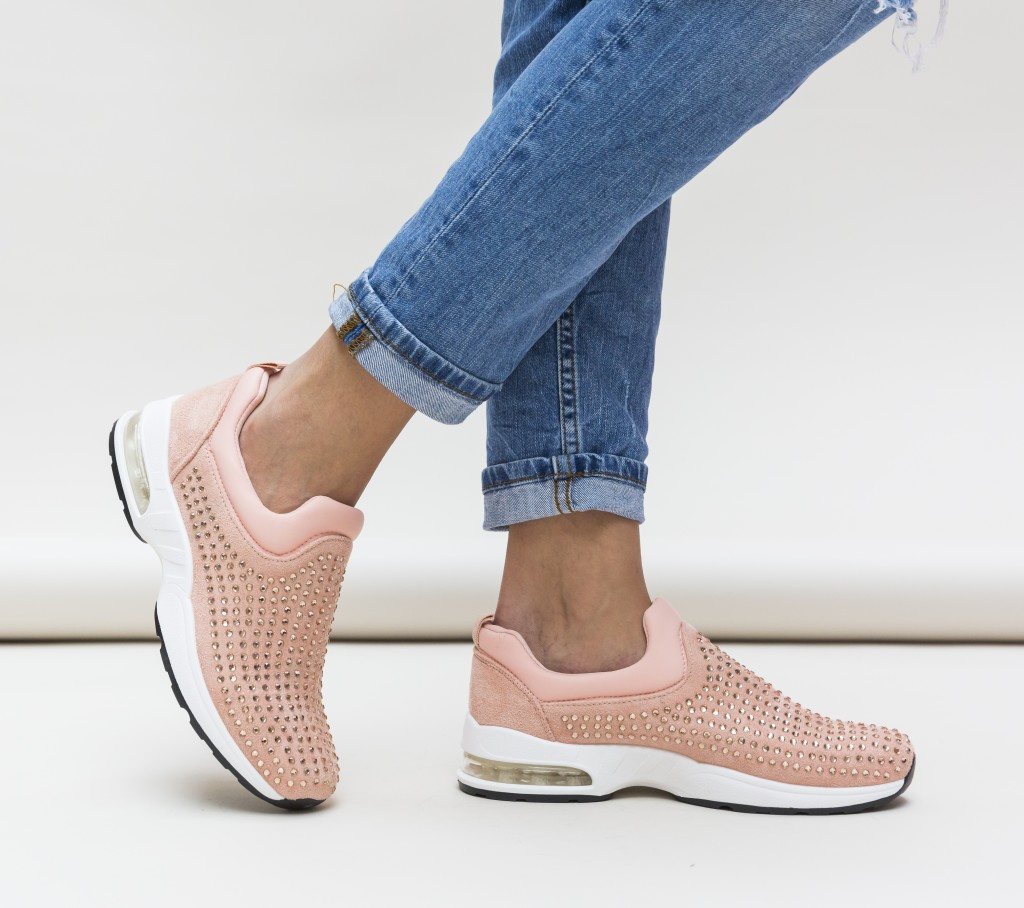 Pantofi Sport Glast roz slip-on cu talpa confortabila