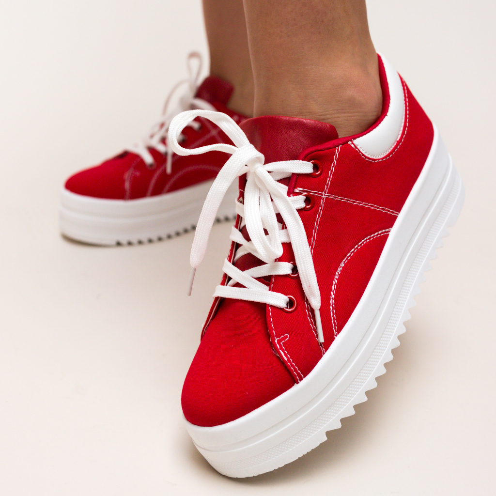 Pantofi Sport rosii cu talpa groasa foarte comozi Maddox