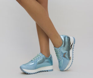 Pantofi ieftini casual Sport Milis albastri de fete decorati cu stea argintie