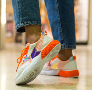 Pantofi Sport Casual de vara Sanaya portocalii din textil si piele eco