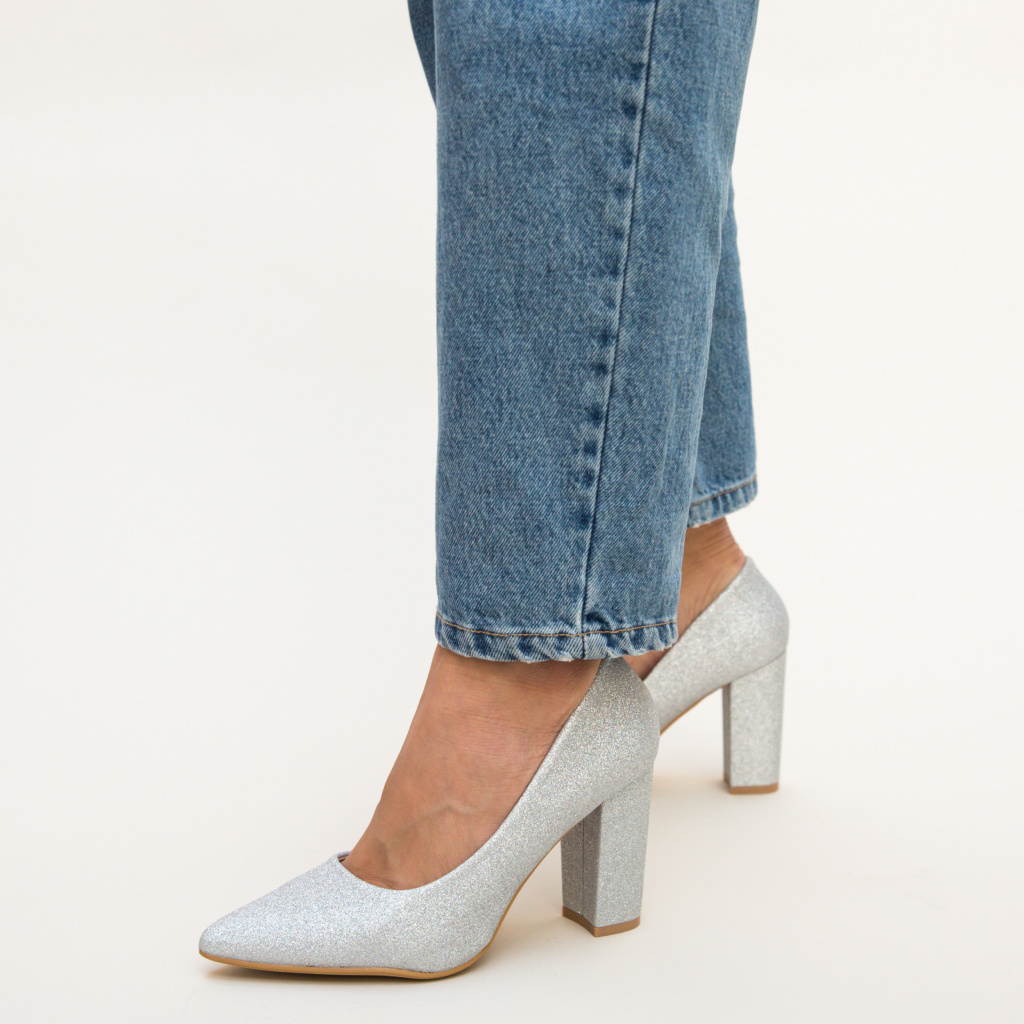 Pantofi Tyga Argintii eleganti online pentru dama